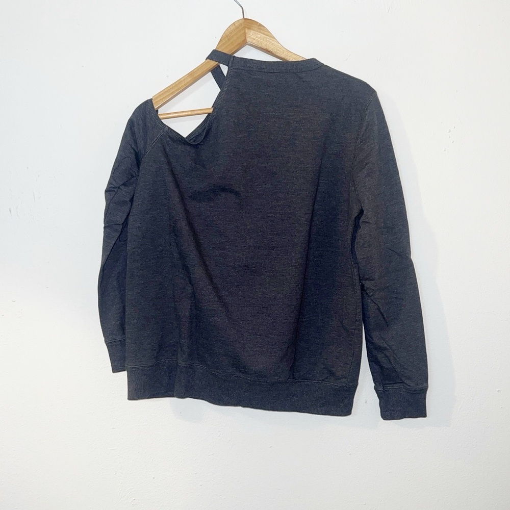 Disney Mickey Mouse charcoal gray cold shoulder long sleeve shirt - Picture 7 of 8